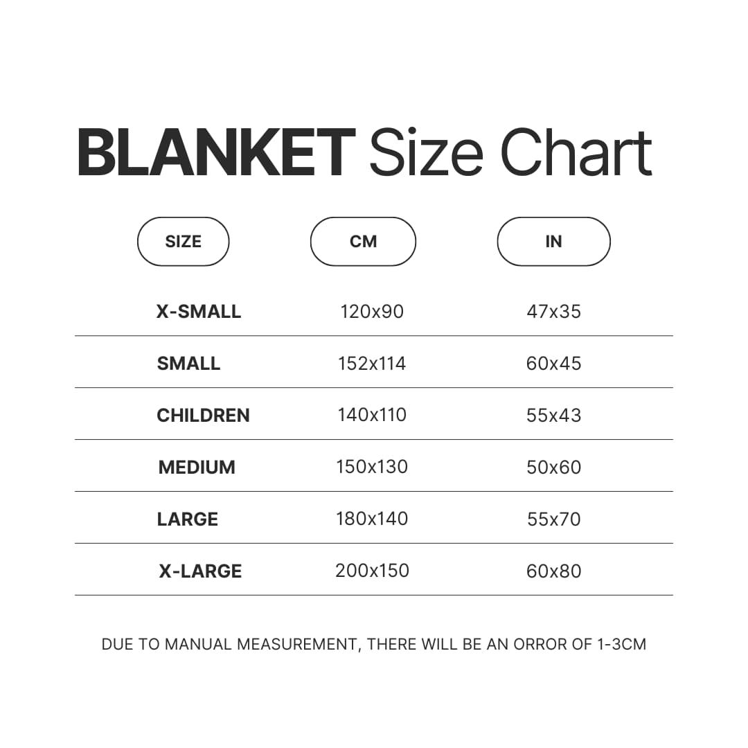 Blanket Size Chart - Greys Anatomy Shop