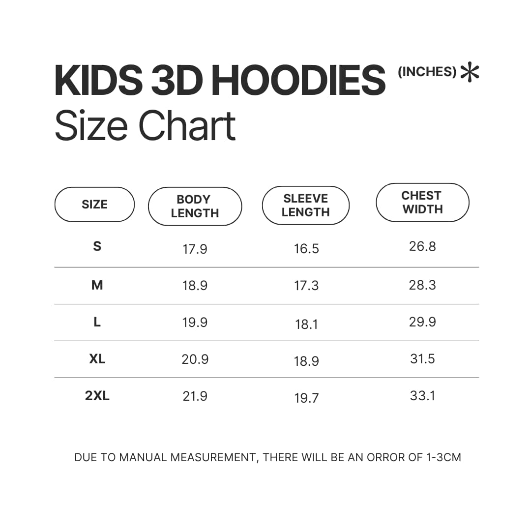 Kids 3D Hoodie Size Chart - Greys Anatomy Shop