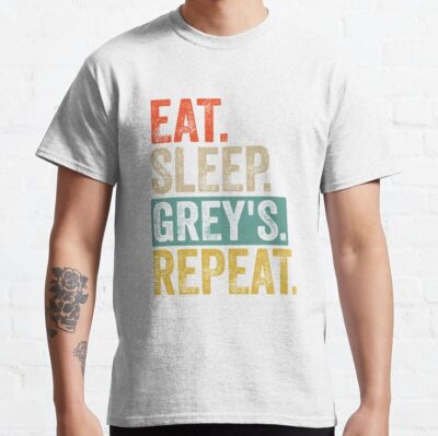 Eat Sleep Grey'S Repeat Retro Vintage T-Shirt Official Greys Anatomy Merch