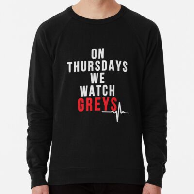 On Thursdays We Watch Greys - White Text Sweatshirt Official Greys Anatomy Merch