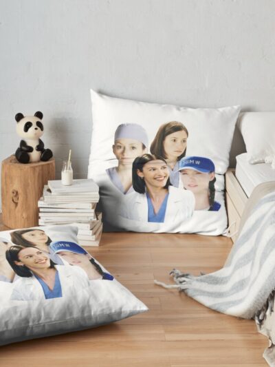 Lexie Grey Collage Throw Pillow Official Greys Anatomy Merch