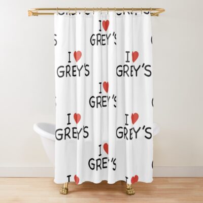 I Heart Grey’S Long Shower Curtain Official Greys Anatomy Merch